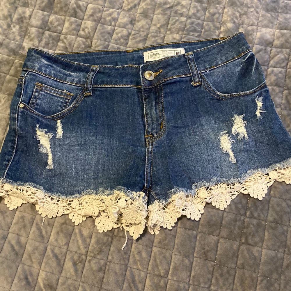 papaya mid rise shorts